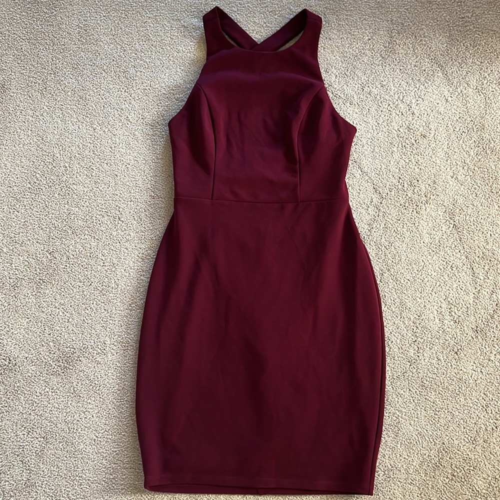 Lulus Feeling Right Burgundy Strappy Bodycon Dress